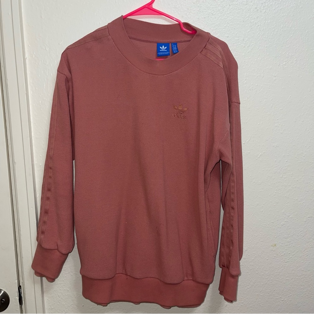 Adidas sweater oversized with pockets blush pink size xs fits way bigger